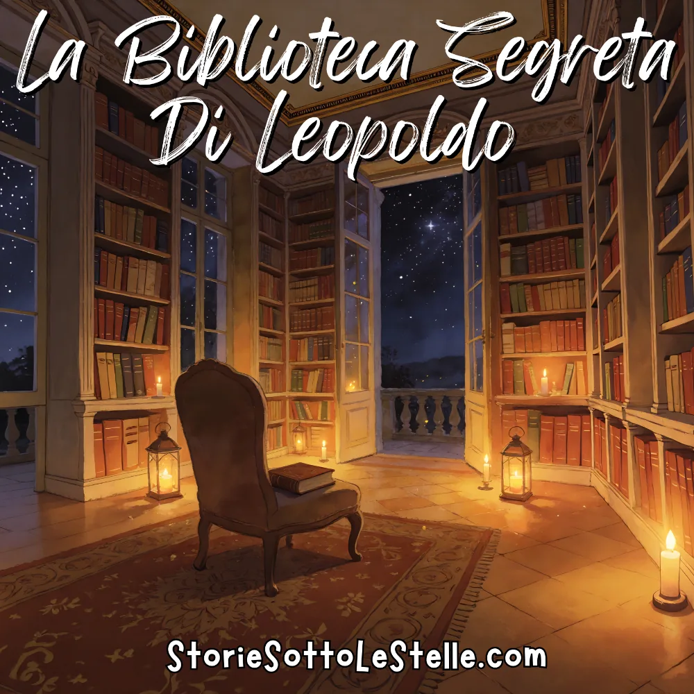 Illustration of a secret, softly glowing library full of old books.
